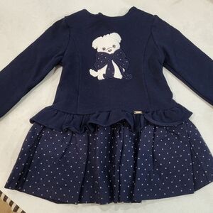 Mayoral 9mo Navy Blue dress with Teddy